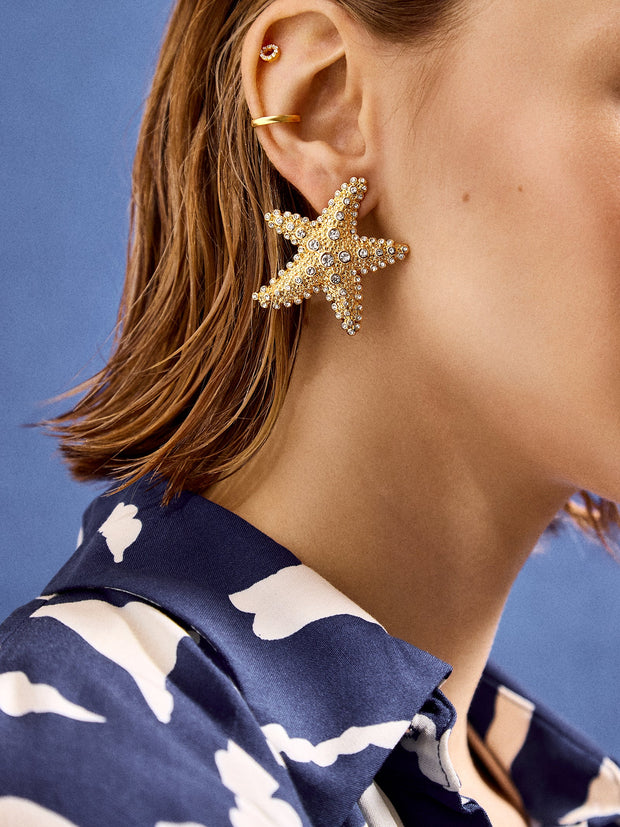 Sea Star Earrings - Gold/Pavé