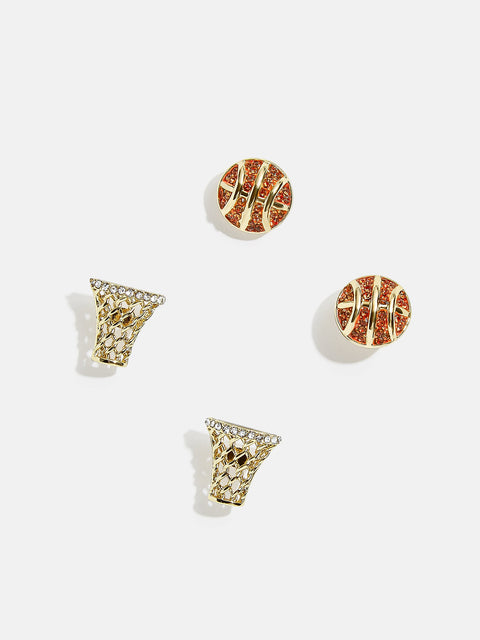 Three-Pointer Earring Set - Basketball