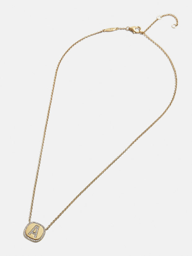 18K Gold Initial Custom Pendant Necklace - Gold/Pavé