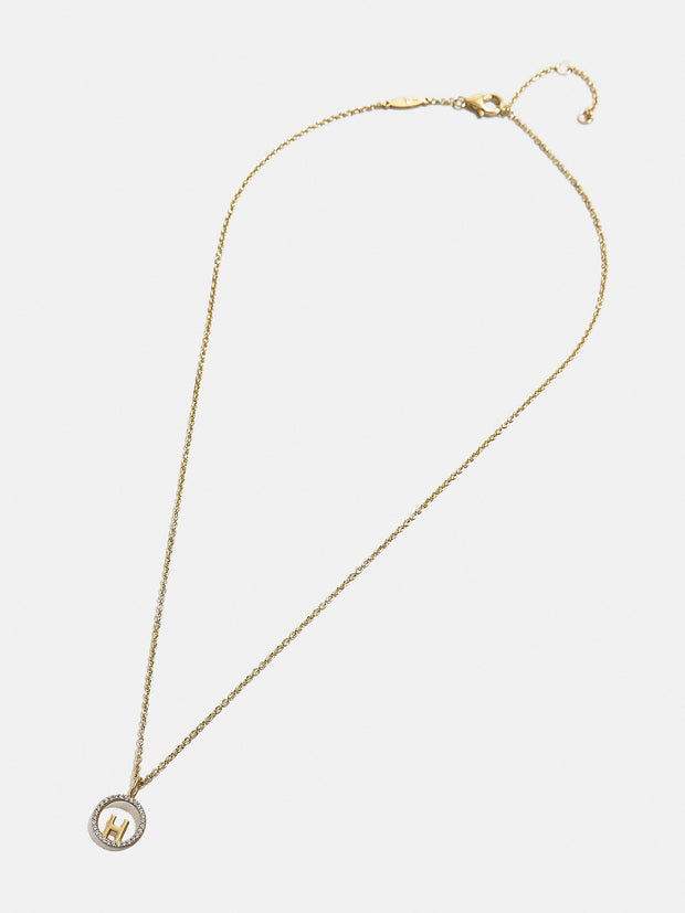 18K Gold Floating Initial Necklace - Gold/Pavé