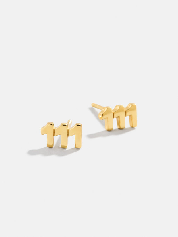 18K Gold Angel Number Earrings - Gold