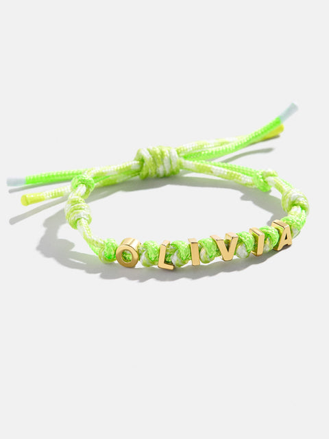 Custom Paracord Nameplate Bracelet - Light Green/Lime