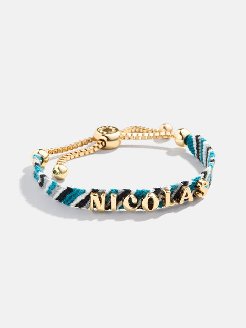 Kids' Custom Woven Friendship Bracelet - Blue/Black Stripe