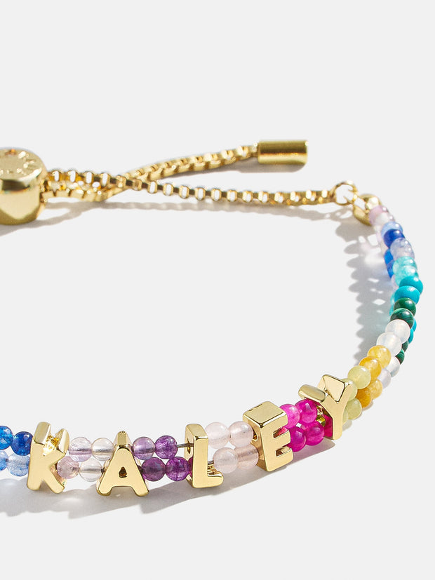 Semi-Precious Custom Nameplate Bracelet - Multi