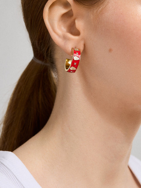 WEAR By Erin Andrews x BaubleBar Kansas City Chiefs Enamel Hoop Earrings - Kansas City Chiefs