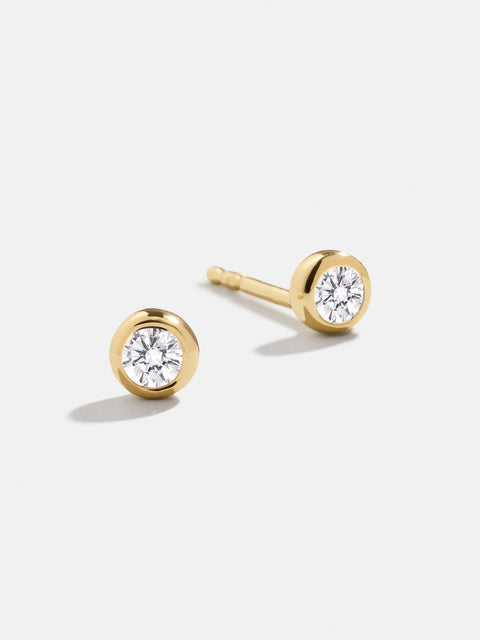 18K Gold Birthstone Stud Earrings - Crystal