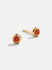 18K Gold Birthstone Stud Earrings - Garnet