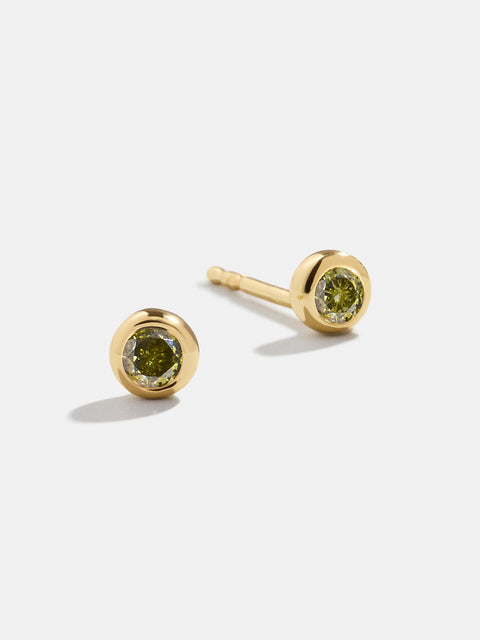 18K Gold Birthstone Stud Earrings - Peridot