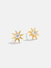 18K Gold Sun Earrings - Gold/Pavé