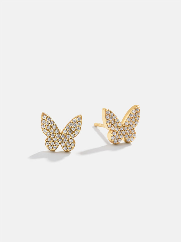 18K Gold Butterfly Earrings - Gold/Pavé