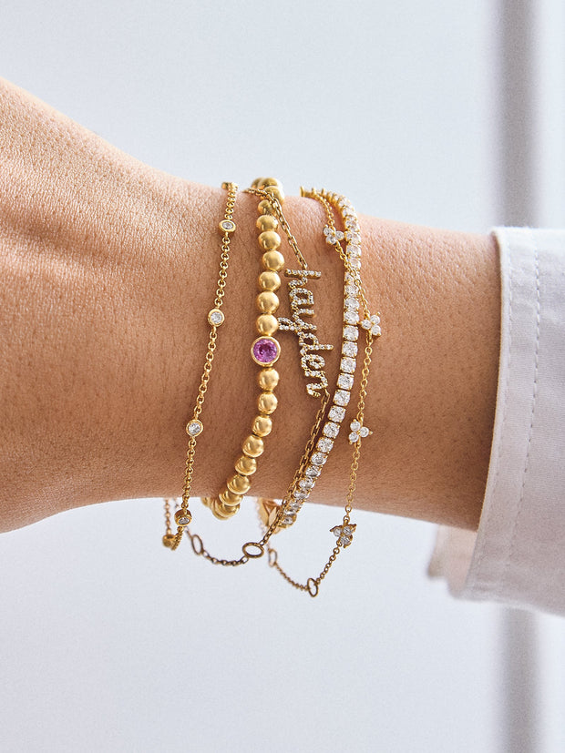 18K Gold Birthstone Pisa Bracelet - Rose