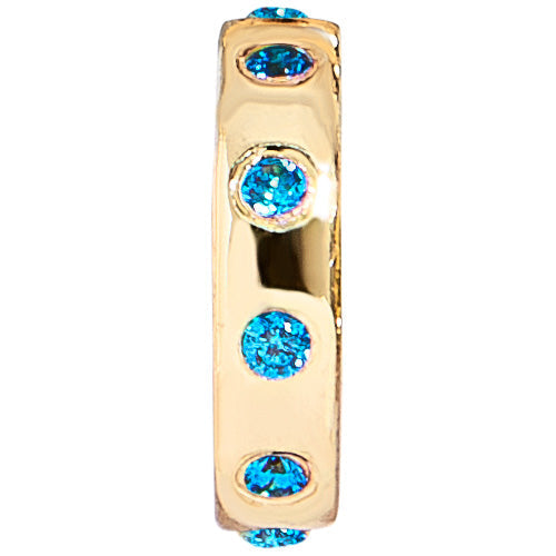 18K Gold Birthstone Charm Beads - Blue Zircon