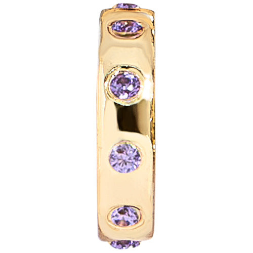 18K Gold Birthstone Charm Beads - Light Amethyst