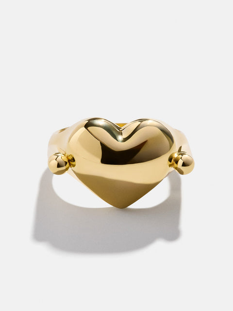 18K Gold Custom Engravable Peekaboo Ring - Heart