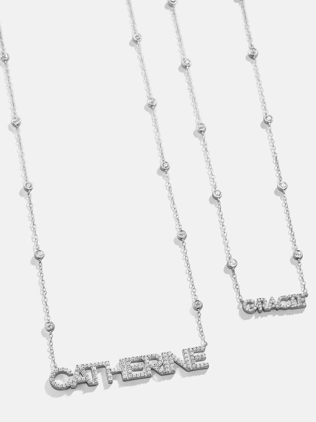 Sterling Silver Custom Yasmine Nameplate Necklace - Silver