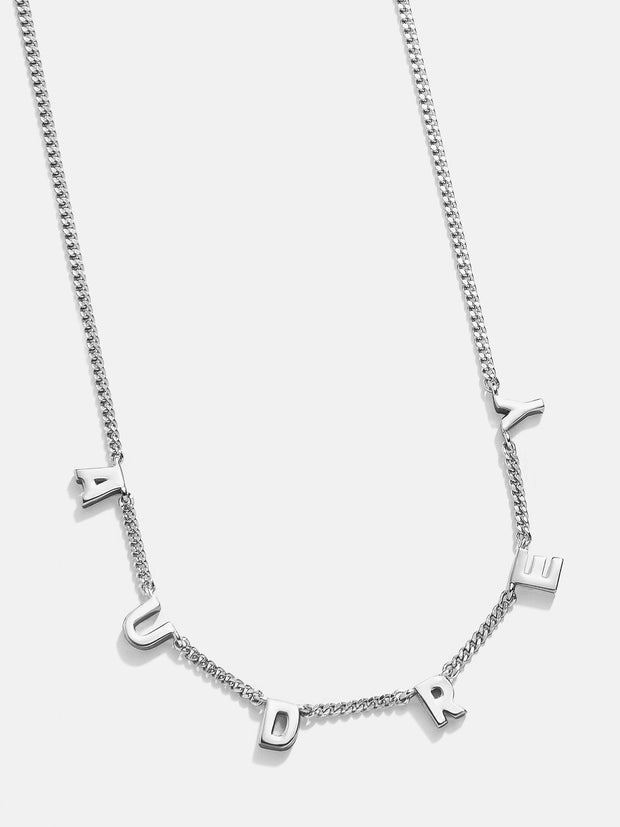 Mini Sterling Silver Custom Spaced Letter Name Necklace - Silver