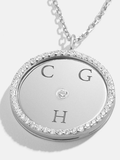 Classic Sterling Silver Custom Medallion Necklace - Silver