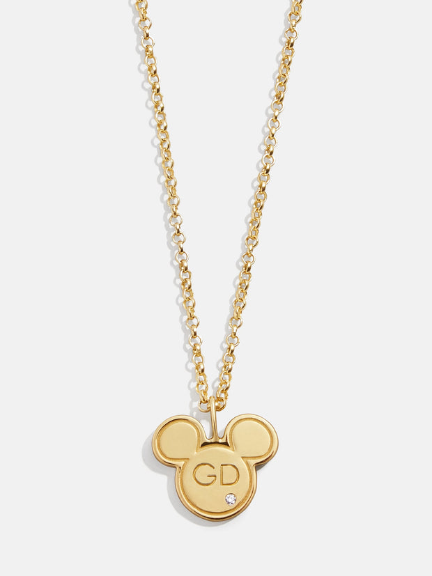 Mickey Mouse Disney 18K Gold Plated Sterling Silver Initial Pendant Necklace - Gold