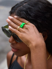 Double Initial Custom Block Ring - Green