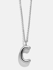 Classic Custom Silver Initial Necklace - Silver