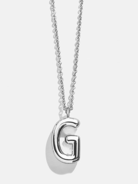 Classic Custom Silver Initial Necklace - Silver