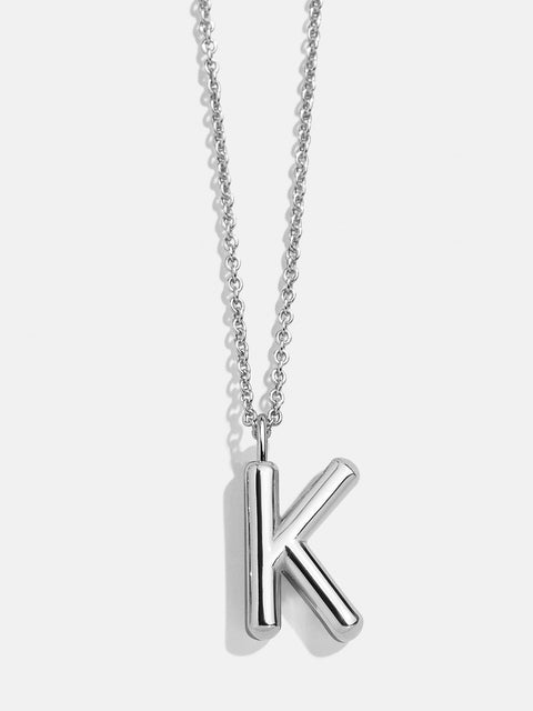 Classic Custom Sterling Silver Initial Necklace  - Silver