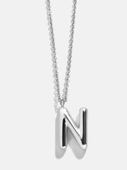 Classic Custom Sterling Silver Initial Necklace  - Silver