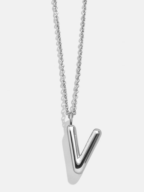 Classic Custom Sterling Silver Initial Necklace  - Silver