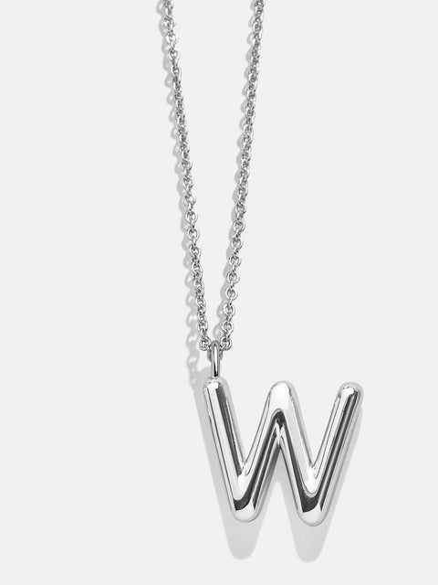 Classic Custom Silver Initial Necklace - Silver