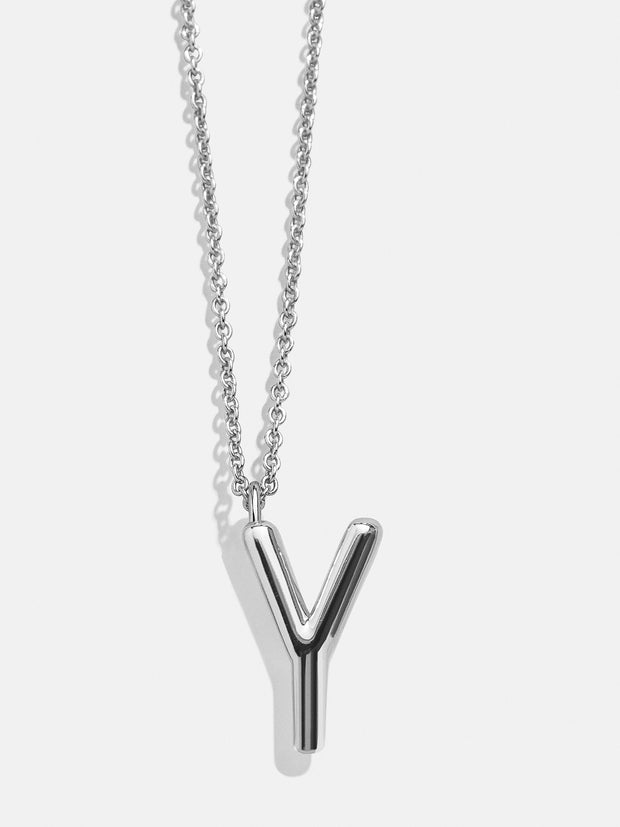 Classic Custom Sterling Silver Initial Necklace  - Silver