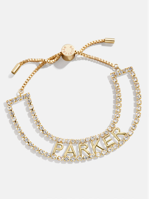 Custom Gold Nameplate Tennis Bracelet - Gold/Pavé