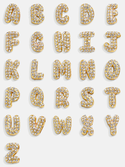 Mini Custom Bubble Letter Necklace - Gold/Pavé