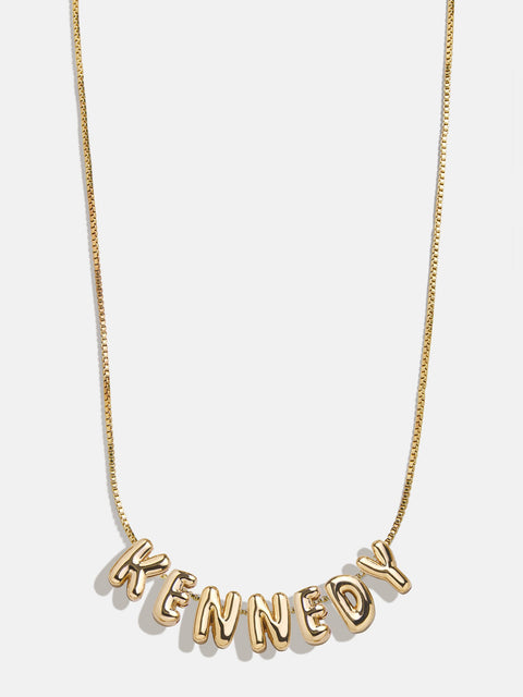 Mini Custom Bubble Letter Necklace  - Gold