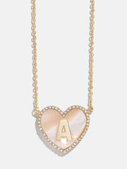 Heart Initial Pendant Necklace - Gold/Pavé