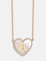 Heart Initial Pendant Necklace - Gold/Pavé