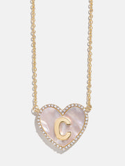 Heart Initial Pendant Necklace - Gold/Pavé