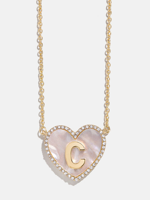 Heart Initial Pendant Necklace - Gold/Pavé