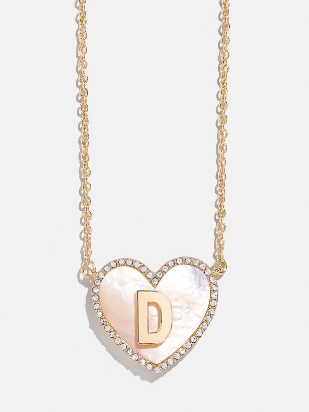 Heart Initial Pendant Necklace - Gold/Pavé