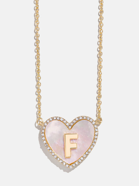 Heart Initial Pendant Necklace - Gold/Pavé