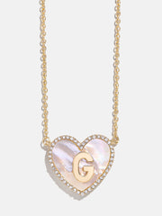 Heart Initial Pendant Necklace - Gold/Pavé