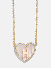 Heart Initial Pendant Necklace - Gold/Pavé