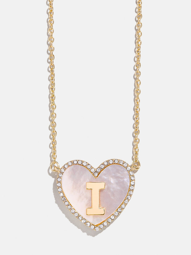 Heart Initial Pendant Necklace - Gold/Pavé