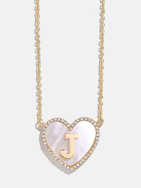 Heart Initial Pendant Necklace - Gold/Pavé