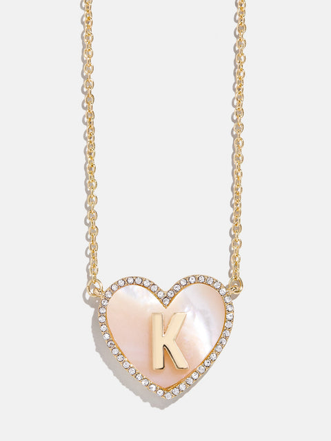 Heart Initial Pendant Necklace - Gold/Pavé