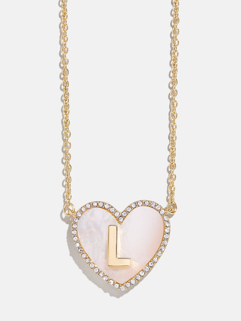 Heart Initial Pendant Necklace - Gold/Pavé