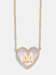 Heart Initial Pendant Necklace - Gold/Pavé