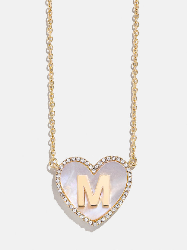 Heart Initial Pendant Necklace - Gold/Pavé