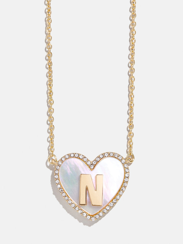 Heart Initial Pendant Necklace - Gold/Pavé