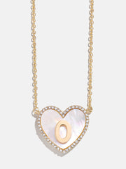 Heart Initial Pendant Necklace - Gold/Pavé