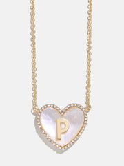 Heart Initial Pendant Necklace - Gold/Pavé